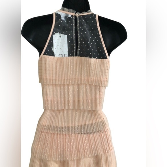 Salmon peach dotted tiered tulle chiffon look halter & skirt set size medium new - Picture 12 of 16